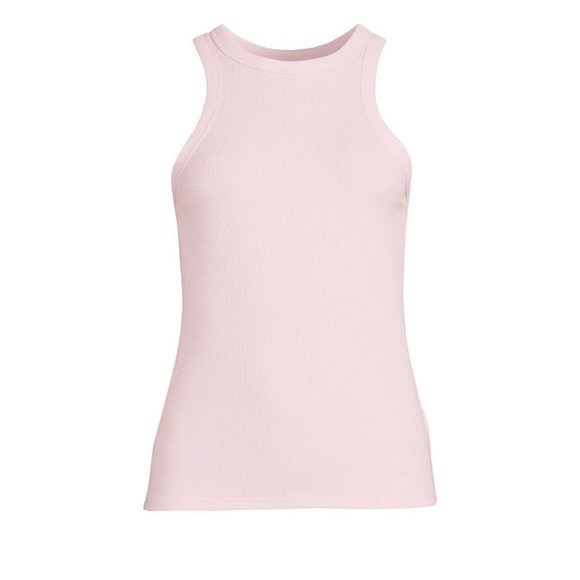 Ribbed High Neck Tank Top, Pink, Juniors, Lightweight - Picture 4 of 9